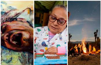 Obras y relatos que hacen parte de las exposiciones de arte gratuitas disponibles este mes en Medellín. FOTOS cortesía Sistema de Bibliotecas Públicas de Medellín