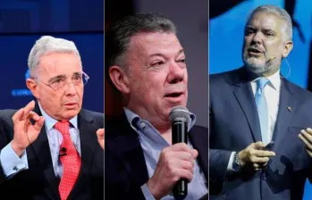 Álvaro Uribe Vélez, Juan Manuel Santos e Iván Duque protagonizaron fuerte encontrón en redes sociales en medio del juicio en contra del expresidente Uribe. FOTOS: Getty y Colprensa