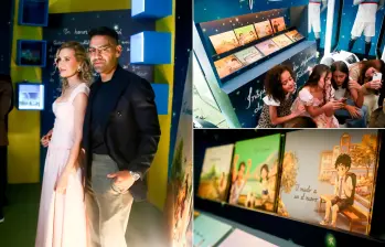 Lorelei Tarón y Falcao, en el lanzamiento del cuento para niños inspirado en la vida del delantero colombiano. FOTOS Colprensa