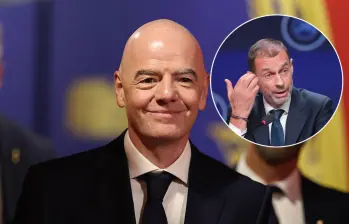 Gianni Infantino defiende la creación de una empresa para gestionar los derechos comerciales de los mundiales mientras que Aleksander Ceferin denuncia que se cruzó una línea que no se debió cruzar. Foto: Getty Images y AFP