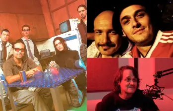 A la izquierda imágenes de El Pez como banda. A la derecha, arriba: Tato con Jorge Ceballos. Abajo: Tato hoy. FOTOS Cortesía