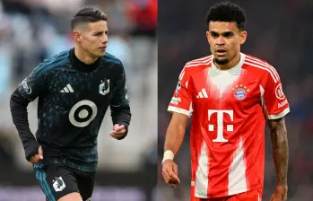 James Rodríguez con el Minnesota United y Luis Díaz con el Bayern Múnich viven dos realidades diferentes. Fotos: Getty Images