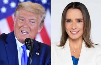 El presidente de Estados Unidos, Donald Trump, y la embajadora de Colombia ante ese país, María Consuelo Araújo. Foto: AFP/Cortesía.
