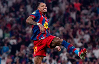 El extremo brasileño Raphinha fue la gran figura del equipo catalán en el partido. Foto: tomada del x de @FCBarcelona