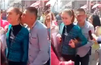 Así fue la agresión contra la presidenta de México, Claudia Sheinbaum. FOTOS: Capturas de video 