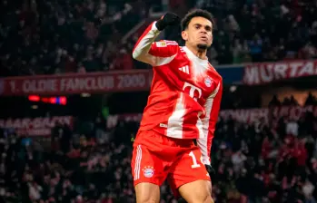 El futbolista colombiano Luis Díaz suma 22 celebraciones esta temporada con el Bayern Múnich de la Liga de Alemania. Foto: Getty