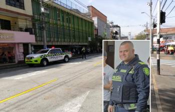 Imagen de referencia del barrio Manrique, donde ocurrieron los hechos. Adelante, el uniformado asesinado. Foto: Sindy Valle Castro y Cortesía Denuncias Antioquia