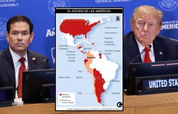 El Escudo de las Américas ha sido promovido por la administración de Donald Trump bajo su líder de política exterior, el secretario de Estado Marco Rubio. Foto: Redes sociales/Daniel Carmona-Infografía EL COLOMBIANO.