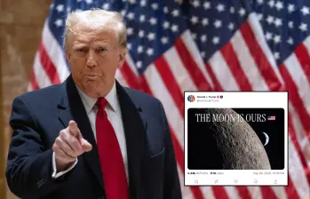Donald Trump ha publicado en sus redes mensajes nacionalistas e intervencionistas redibujando las fronteras de Estados Unidos, siendo uno de ellos dirigido hacia la soberanía sobre la Luna. Fotos: Getty Images y Truth Social