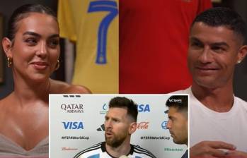 Cristiano Ronaldo y su esposa Georgina en medio de un juego de preguntas en un nuevo capítulo del canal de YouTube de CR7. FOTO: CAPTURA VIDEO CANAL DE YOUTUBE UR CRISTIANO Y TYC SPORTS