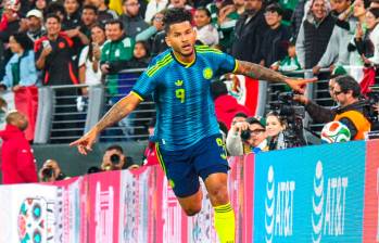 El delantero samario Luis Javier Suárez, de 28 años, es uno de los referentes del ataque de la Selección Colombia. Marcó en el amistoso contra México. Foto: tomada del x de @SelecciónColombia