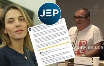 Rodrigo Londoño, conocido como “Timochenko”, y la senadora María Clara Posada protagonizaron un cruce de declaraciones por la divulgación de videos de una audiencia de la JEP sobre los secuestros de las extintas Farc. Foto: JEP / Redes sociales @MaclaPosada