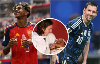 En diciembre de 2007, en un modesto vestuario del Camp Nou, un tímido Lionel Messi de veinte años sostenía a un bebé de cinco meses en una bañera de plástico. Aquel niño no era otro que Lamine Yamal. Ahora lo enfrentará en la final del Mundial 2026. FOTO: AFP, Getty y cortesía Joan Monfort