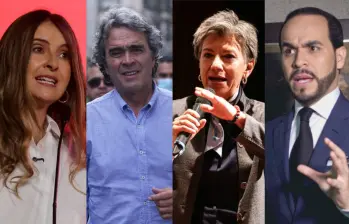De izquierda a derecha: Paloma Valencia; Sergio Fajardo; Claudia López; Abelardo de la Espriella. El candidato Iván Cepeda, invitado desde hace semanas, no ha confirmado asistencia hasta el momento. Foto: Colprensa.