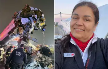 Solange Tremblay sobrevivió al accidente aéreo en el aeropuerto LaGuardia en Nueva York. FOTOS: (izq) tomada de X @JohnCremeansX - (derecha) tomada de redes sociales