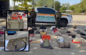 La Policía incautó 71 bolsos que estaban fabricados con pieles de animales silvestres. FOTO: Policía