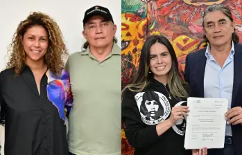 Gustavo Bolívar fue director del Departamento de Prosperidad Social en marzo de 2025. A la izquierda, con Diana Martínez, a la derecha con Jeraldin Vera. Foto: Redes sociales.