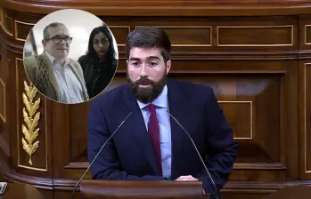 Manuel Mariscal Zabala, diputado de España, criticó la visita de Rodrigo Londoño, quien en la extinta Farc recibió el alias de Timochenko, al congreso del país europeo. Fotos: Captura de video @InesBetancur1 y Colprensa
