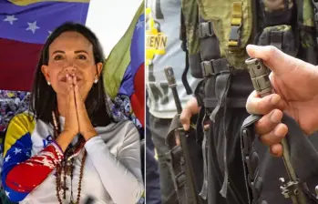 María Corina Machado entregó algunas declaraciones durante una rueda de prensa en Oslo, Noruega. Habló, entro otras cosas, de la guerrilla colombiana y su influencia en Venezuela. FOTOS: Getty - Colprensa 