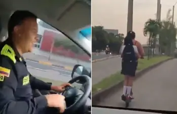 Polémica por dos policías que insultaron dos mujeres en un carril exclusivo del MIO, en Cali. FOTOS: Captura de video