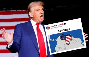 La publicación de Trump mostró el mapa venezolano cubierto con la bandera estadounidense y el mensaje “51st State”. Foto: AFP / redes sociales