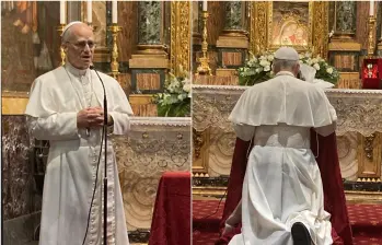 Dentro del santuario de la Orden de San Agustín, el papa León XIV, cumplió con una tradición personal luego de iniciar un nuevo camino como sumo pontífice de la Iglesia católica. FOTO: REDES SOCIALES AGUSTINOS