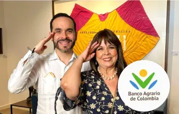 Abelardo de la Espriella junto a Ana María Rincón, nueva directora del Banco Agrario. Foto: redes sociales @Melquisedec70 y Banco Agrario