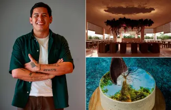 A la izquierda Jaime Rodríguez; a la derecha arriba, una imagen de lo que será Boro en Medellín y abajo un postre muy autóctono que sirve en Celele. FOTOS Manuel Saldarriaga y cortesía