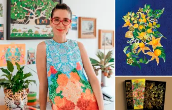 Catalina Estrada ha colaborado con marcas como Disney, Netflix, Xbox, Paul Smith, Coca-Cola, Microsoft, Camper, Nike, Levis, Smart/Mercedes Benz, Paulo Coelho, Unicef entre otras. Abajo la caja y portada de su libro arte que sacó Celsia. FOTOS Cortesía
