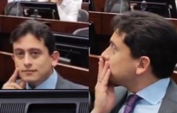 La reacción del director de la DIAN, Luis Carlos Reyes, en medio de una discusión en el Senado. FOTO: CAPTURA DE VIDEO