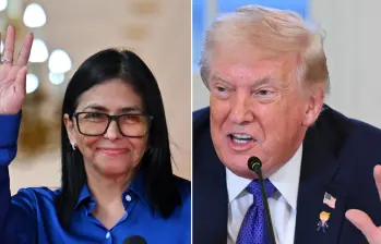 Delcy Rodríguez y Donald Trump. Foto: AFP.