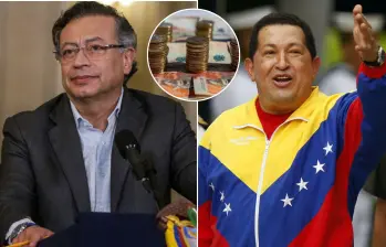 Gustavo Petro (izquierda) decretó un aumento del salario mínimo en Colombia del 23,78 % para 2026. Hugo Chávez hizo lo mismo en Venezuela con un incremento del 30 % en 2011. FOTOS: Colprensa