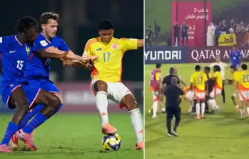 En pelea terminó el partido entre Colombia y Francia en el Mundial Sub-17 en Catar. FOTO: GETTY
