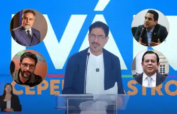 Iván Cepeda, excandidato presidencial. En la foto, arriba a la izquierda: Armando Benedetti, ministro del Interior; abajo, Agmeth Escaf, congresista. Arriba a la derecha: Alex Flórez, senador; abajo, Euclides Torres, contratista. Fotos: Colprensa, captura de video y redes sociales. 