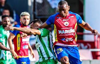 Deportivo Pasto en el partido por la fecha 2 de los cuadrangulares, grupo A, contra Atlético Nacional. FOTO: REDES SOCIALES DEPORTIVO PASTO