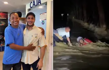 El gobernador de Córdoba, Erasmo Zuleta Bechara, le regaló una moto nueva al hombre que salvó de las inundaciones. FOTOS: Capturas de video 