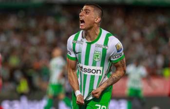 El delantero argentino Juan Bauzá es uno de los titulares de Atlético Nacional en el duelo ante Águilas Doradas, en el Atanasio Girardot. FOTO MANUEL SALDARRIAGA 