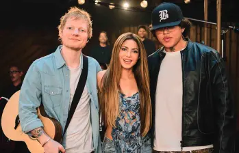 Ed Sheeran, Shakira y Beéle interpretan una nueva versión de Hips don’t lie para el especial Spotify Anniversaries de Shakira en esta plataforma. FOTO Cortesía Spotify y Sony Music