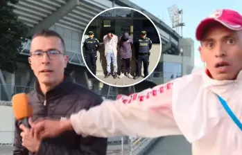 Los hechos quedaron grabados en medio de una emisión del noticiero en directo. Fotos: Captura de pantalla e imagen suministrada a EL COLOMBIANO