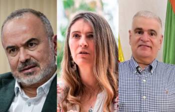 El ministro de Justicia Jorge Iván Cuervo, Paloma Valencia y el dirigente liberal Héctor Londoño FOTO: Colprensa/Cortesía/Redes sociales