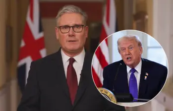 Keir Starmer confirmó en un video a través de sus redes sociales la autorización a Donald Trump para el uso de sus bases militares. Fotos: Captura de video y Getty Images