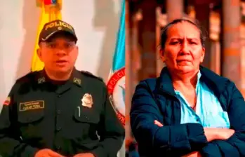 coronel Carlos Alberto Feria y Marelbys Meza, exniñera de Laura Sarabia. Foto: captura de video y cortesía Semana.