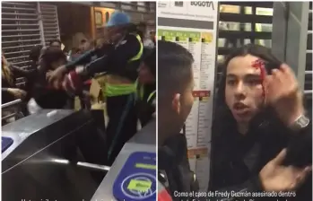Un nuevo video aficionado, difundido masivamente en redes sociales, puso al descubierto la crudeza de un enfrentamiento físico en la estación de la calle 76 con avenida Caracas. FOTO: Captura de video de redes sociales @lajuanapho