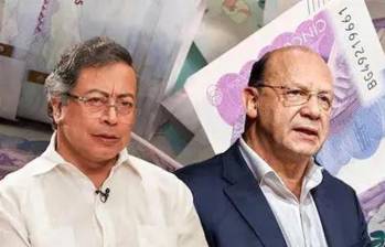 El presidente Gustavo Petro (izq.) y su ministro de Hacienda, Germán Ávila, buscan recaudar $26,3 billones con la reforma tributaria. FOTO generada con IA