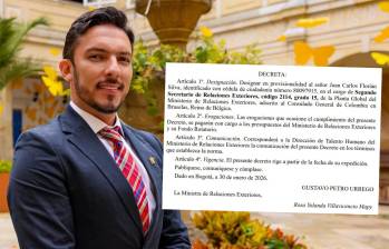 Florián salió del cargo a mediados de enero pasado. Bastaron 15 días para que asumiera en otro puesto del Gobierno Nacional, ahora en el Ministerio de Relaciones Exteriores. FOTO: COLPRENSA/REFERENCIA