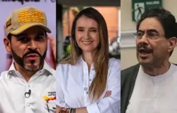 Los candidatos presidenciales Abelardo de la Espriella, Paloma Valencia e Iván Cepeda han sido los punteros en todas las encuestas recientes. Foto: Colprensa/El Colombiano.