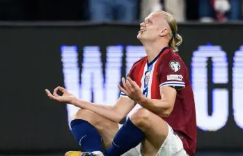 Erling Haaland fue el protagonista del partido entre Noruega y Moldavia, que terminó en 11-1. FOTO: Tomada de X @ErlingHaaland