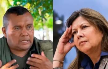 Alexander Díaz Mendoza, alias ‘Calarcá’, y la fiscal general, Luz Adriana Camargo. Foto: Colprensa y captura de video.