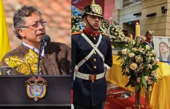 Gustavo Petro expresó su molestia por los discursos pronunciados en el funeral de Miguel Uribe Turbay. Fotos: Presidencia y Colprensa