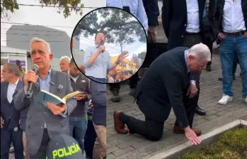 Álvaro Uribe estuvo en El Golfito, donde fue atacado Miguel Uribe Turbay el pasado 7 de junio. Fotos: redes sociales
